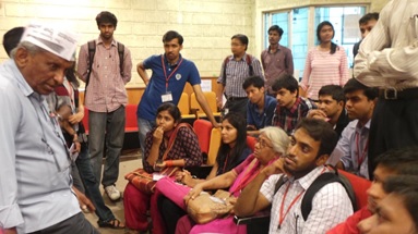 Prof Babu Mathew interacting with interns at 'B-PAC's Candidates Meet the Citizens' series
